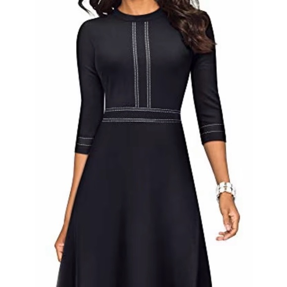 NWT Minimalist Homeyee Elegant Chic Black A-Line Summer Crew Neck Dress Sz 8 - Picture 11 of 11